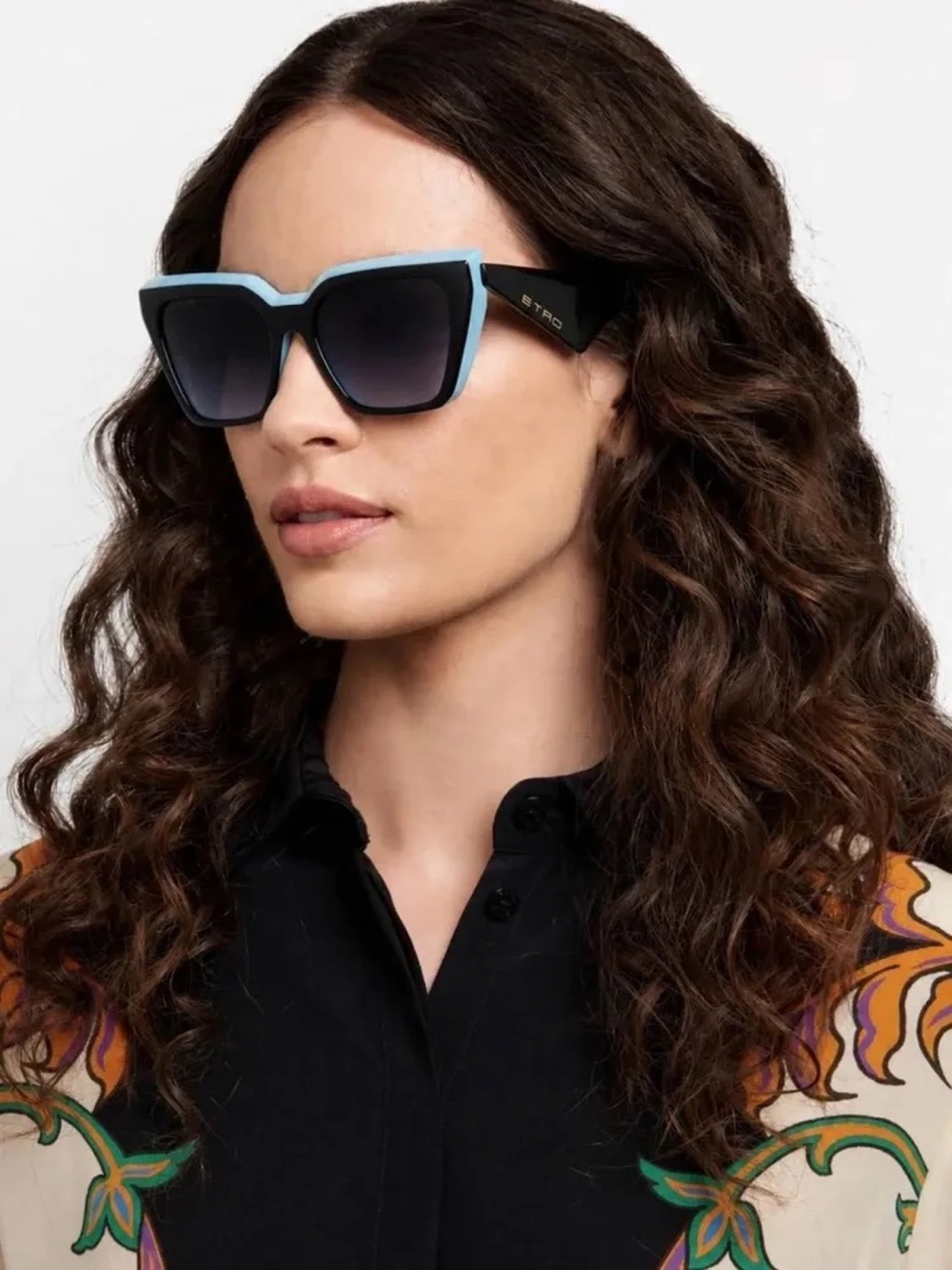 🆕 Etro ETRO0096/G/S 0ZX99O Blue and Light Blue Cat-Eye Sunglasses Authentic